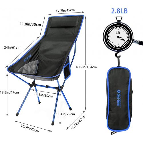  G4Free Upgraded Outdoor 2 Pack Camping Chair Portable Lightweight Folding Camp Chairs with Headrest and Pocket High Back High Legs for Outdoor Backpacking Hiking Travel Picnic Fest캠핑 의자