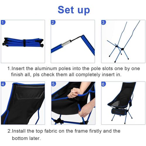  G4Free Upgraded Outdoor 2 Pack Camping Chair Portable Lightweight Folding Camp Chairs with Headrest and Pocket High Back High Legs for Outdoor Backpacking Hiking Travel Picnic Fest캠핑 의자