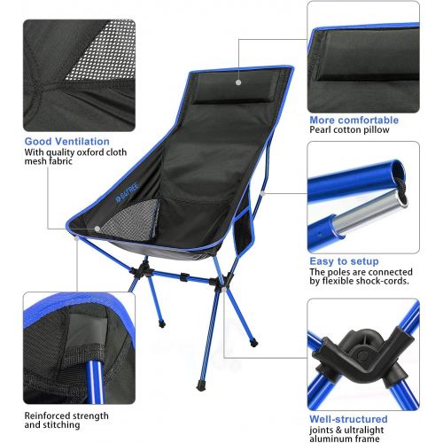  G4Free Upgraded Outdoor 2 Pack Camping Chair Portable Lightweight Folding Camp Chairs with Headrest and Pocket High Back High Legs for Outdoor Backpacking Hiking Travel Picnic Fest캠핑 의자