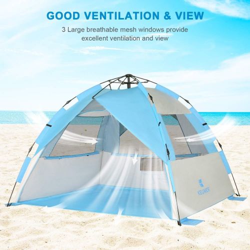  G4Free Easy Setup Beach Tent Deluxe XL Sun Shelter with UPF 50+ UV Protection