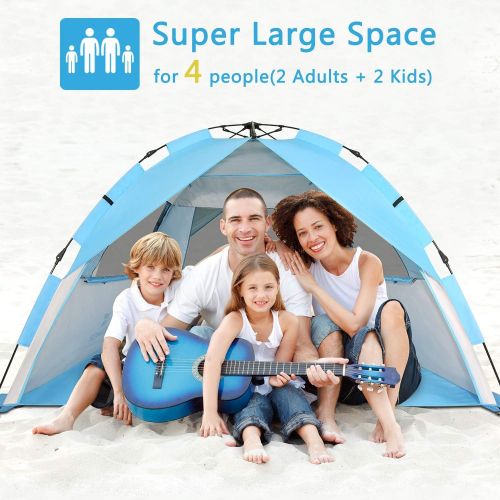  G4Free Easy Setup Beach Tent Deluxe XL Sun Shelter with UPF 50+ UV Protection