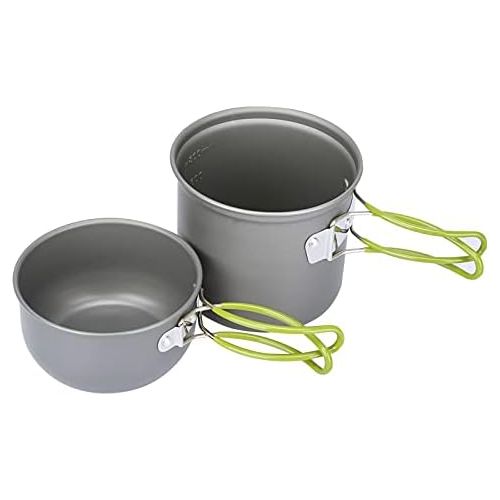  G4Free 2/4 PCS Camping Cookware Mess Kit Hiking Backpacking Picnic Cooking Bowl Non Stick Pot