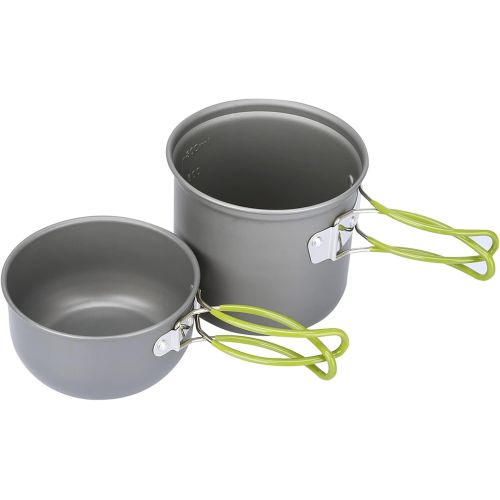  G4Free 2/4 PCS Camping Cookware Mess Kit Hiking Backpacking Picnic Cooking Bowl Non Stick Pot