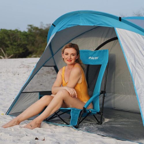  G4Free Low Sling Beach Chair, Folding Portable Beach Chair, Backpack Camping Chair for Adults with Mesh Back and Low Seat, Heavy Duty Reclining for Sand Camping