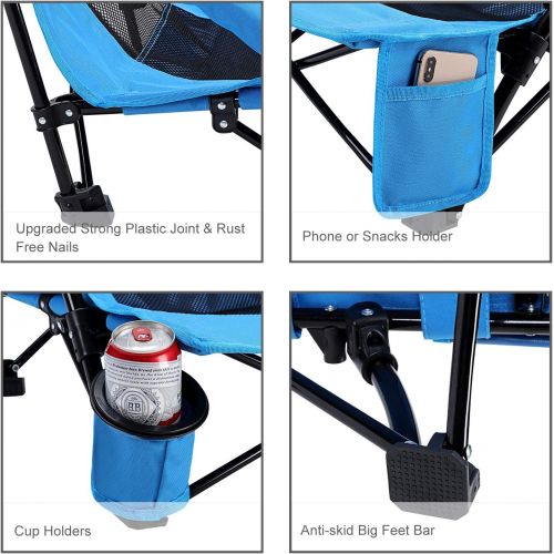  G4Free Low Sling Beach Chair, Folding Portable Beach Chair, Backpack Camping Chair for Adults with Mesh Back and Low Seat, Heavy Duty Reclining for Sand Camping