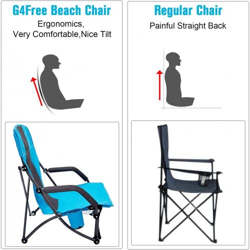  G4Free Low Sling Folding Beach Chair Camping Chairs Compact Concert Lumbar Back Support Festival Chair with Carry Bag