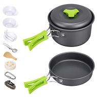 G4Free 11PCS Camping Cookware Mess Kit, Lightweight Backpacking Pan, Nonstick Frying Pan and Cooking Pot, Outdoor Camping Hiking and Picnic