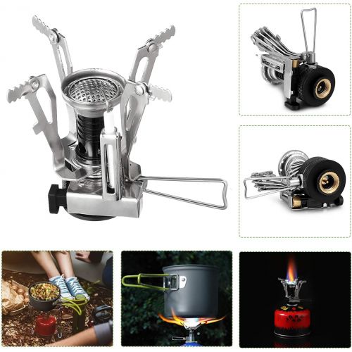  G4Free 13 Pcs Camping Cookware Stove Mess Kit, Cooking Pot Pan Bowl, Mini Stove, Stainless Steel Cup, Knife Fork Spoon Set for Backpacking, Camping Hiking and Picnic