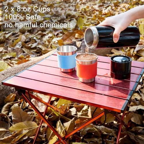  G4Free 21pcs Camping Cookware Mess Kit Non-Stick Lightweight Pots Pan Set with Stainless Steel Cups Plates Forks Knives Spoons for Camping Backpacking Outdoor Cooking and Picnic