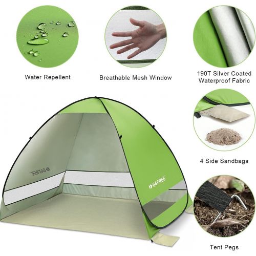  G4Free 3 4 Persons Pop up Beach Tent + Easy Set up Sun Shelter Outdoor Cabana Sun Umbrella with UPF 50+ Protection