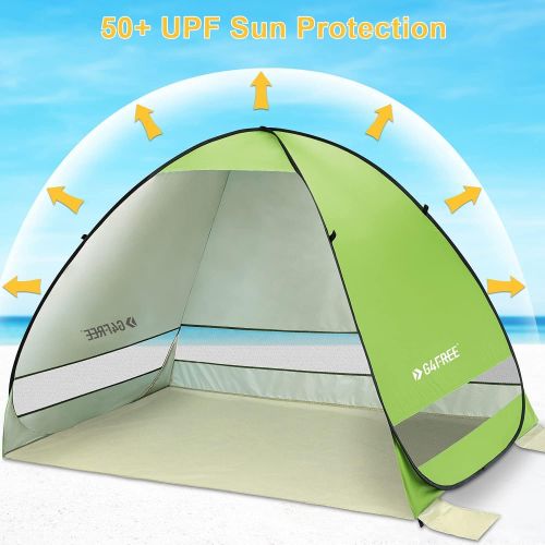  G4Free 3 4 Persons Pop up Beach Tent + Easy Set up Sun Shelter Outdoor Cabana Sun Umbrella with UPF 50+ Protection