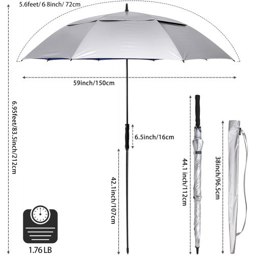  G4Free Vented UV Golf/Beach Umbrella 68 Arc, Auto Open Oversize Extra Large Windproof Sun Shade Rain Umbrellas