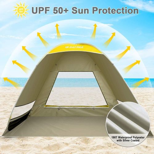  G4Free Upgraded Pop Up Beach Tent, 2-3 Person Automatic Sunshade Canopy UPF 50+ Sport Umbrella Instant Tent Lightweight and Easy to Carry for Camping, Outdoor, Beach