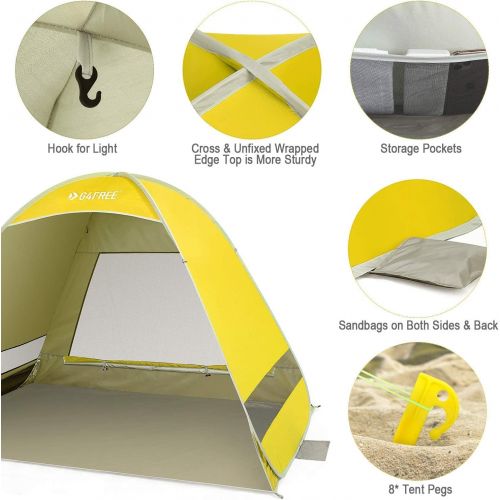  G4Free Upgraded Pop Up Beach Tent, 2-3 Person Automatic Sunshade Canopy UPF 50+ Sport Umbrella Instant Tent Lightweight and Easy to Carry for Camping, Outdoor, Beach