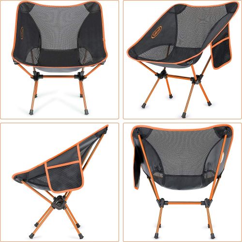  G4Free Upgraded Lightweight Portable Chair Outdoor Folding Camping Chairs with Side Pocket for Sports Picnic Beach Hiking Fishing Backpacking