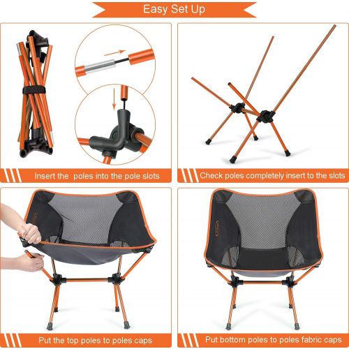  G4Free Upgraded Lightweight Portable Chair Outdoor Folding Camping Chairs with Side Pocket for Sports Picnic Beach Hiking Fishing Backpacking