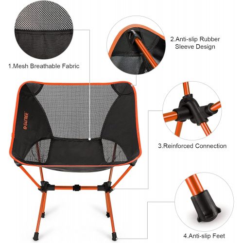  G4Free Portable Camping Chair, Ultralight Folding Compact Backpacking Chairs Heavy Duty 240lbs for Outdoor, Camp, Travel, Beach, Picnic, Festival, Hiking