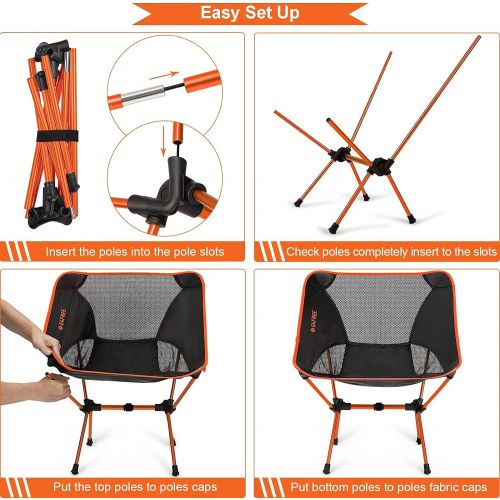  G4Free Portable Camping Chair, Ultralight Folding Compact Backpacking Chairs Heavy Duty 240lbs for Outdoor, Camp, Travel, Beach, Picnic, Festival, Hiking