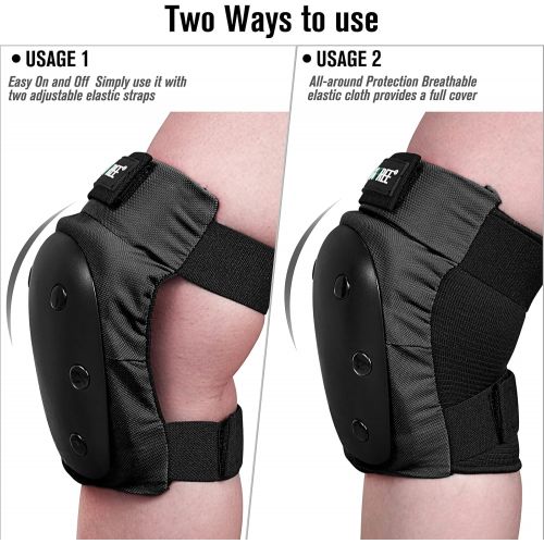  G4Free Skateboard Elbow Pads, Knee Pads with Wrist Guards, Skate Pads for Kids Youth Adult Men Women 3 in 1 Protective Gear Set for Roller Skating Inline Cycling Bike BMX Bicycle S