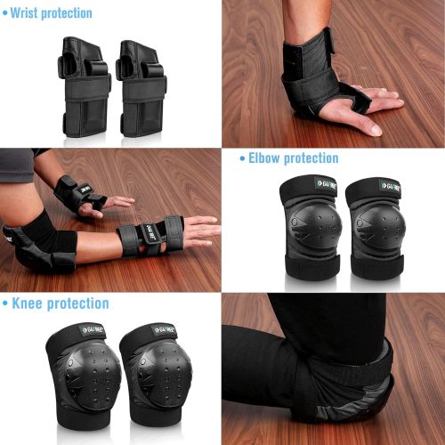  G4Free Protective Gear Set for Youth/Adult Kids Knee Pads Elbow Pads Wrist Guards for Skateboarding Roller Skating Inline Skate Cycling Bike BMX Bicycle Scooter 6pcs