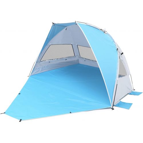  G4Free Portable Beach Tent 2-3 Persons Sun Shade Shelter UPF 50+ Sport Umbrella Canopy with Extendable Floor Foldable Lightweight