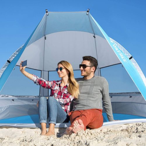  G4Free Portable Beach Tent 2-3 Persons Sun Shade Shelter UPF 50+ Sport Umbrella Canopy with Extendable Floor Foldable Lightweight