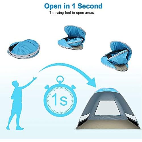  G4Free Upgraded Pop Up Beach Tent, 2-3 Person Automatic Sunshade Canopy UPF 50+ Sport Umbrella Instant Tent Lightweight and Easy to Carry for Camping, Outdoor, Beach