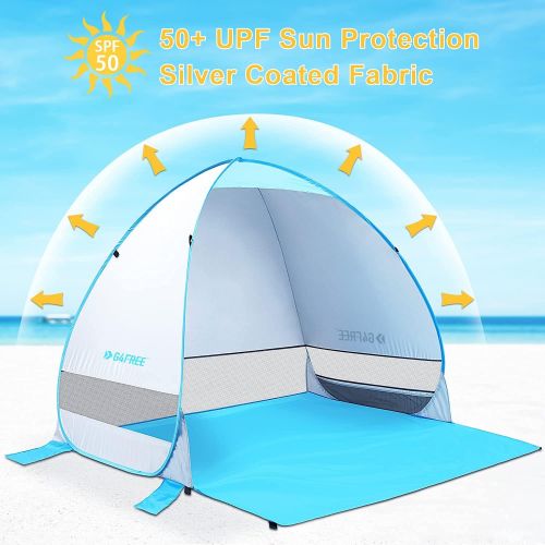  G4Free Large Pop up Beach Tent Automatic Sun Shelter Outdoor Cabana Sun Umbrella 3-4 Person Fishing Anti UV Sun Shelter Tents Instant Portable