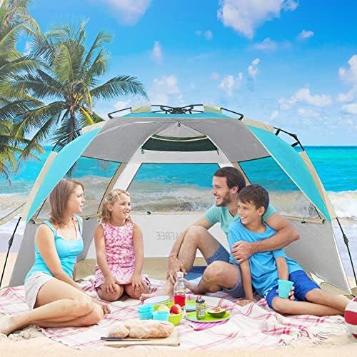  G4Free Easy Set up Beach Tent Deluxe XL, Pop up Sun Shelter for 3-4 Persons with UPF 50+ Protection Beach Shade