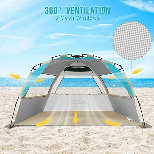  G4Free Easy Set up Beach Tent Deluxe XL, Pop up Sun Shelter for 3-4 Persons with UPF 50+ Protection Beach Shade