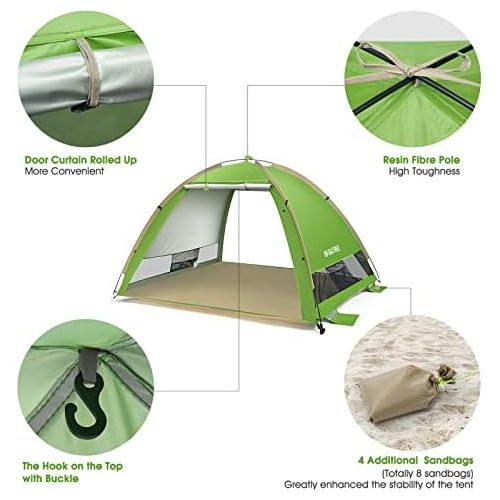  G4Free Large Pop Up Beach Tent Sun Shelter 4 Person Sun Shade Canopy UPF 50+ Portable Instant Tent for Camping Outdoor