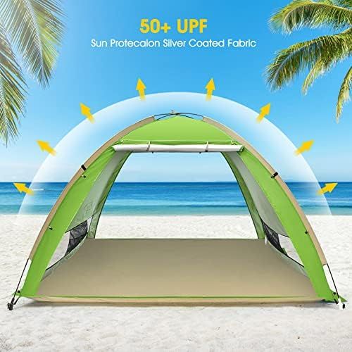  G4Free Large Pop Up Beach Tent Sun Shelter 4 Person Sun Shade Canopy UPF 50+ Portable Instant Tent for Camping Outdoor