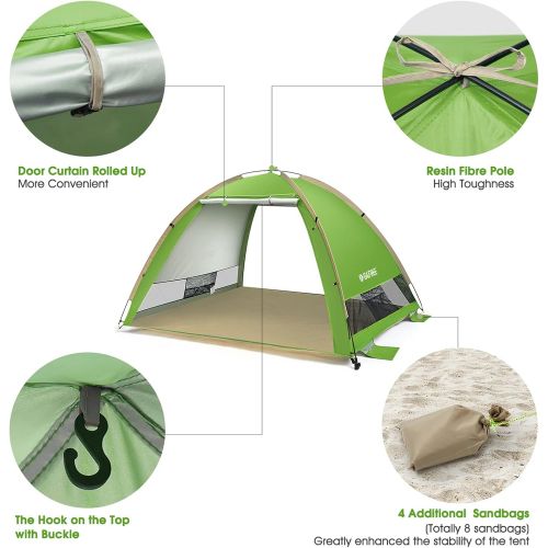  G4Free Large Pop Up Beach Tent Sun Shelter 4 Person Sun Shade Canopy UPF 50+ Portable Instant Tent for Camping Outdoor