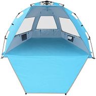 G4Free Easy Set up Beach Tent Deluxe XL, Pop up Sun Shelter for 3-4 Persons with UPF 50+ Protection Beach Shade with Extended Floor