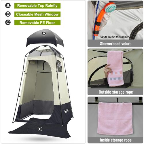  G4Free Large Outdoor Privacy Shower Tent, 7.5FT Portable Camping Easy Set Up Deluxe Shelter Tent Dressing Changing Room with Carry Bag, Camp Toilet