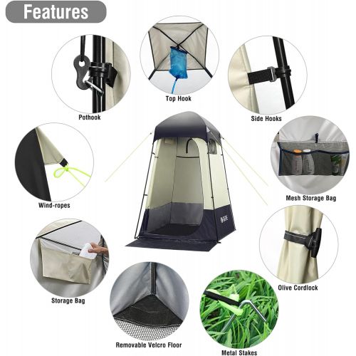  G4Free Large Outdoor Privacy Shower Tent, 7.5FT Portable Camping Easy Set Up Deluxe Shelter Tent Dressing Changing Room with Carry Bag, Camp Toilet