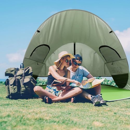 G4Free Beach Tent UPF 50+ Easy Pop Up Sun Shade 3-4 Persons Portable Sport Umbrella Instant Sun Shelter Tent Spacious Baby Canopy