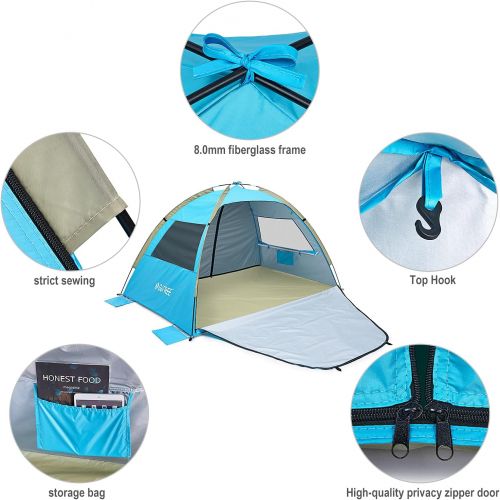  G4Free Portable Beach Tent UV Sun Shade Shelter Lightweight Outdoor Travel Canopy Camp Cabana for 3-4 Person