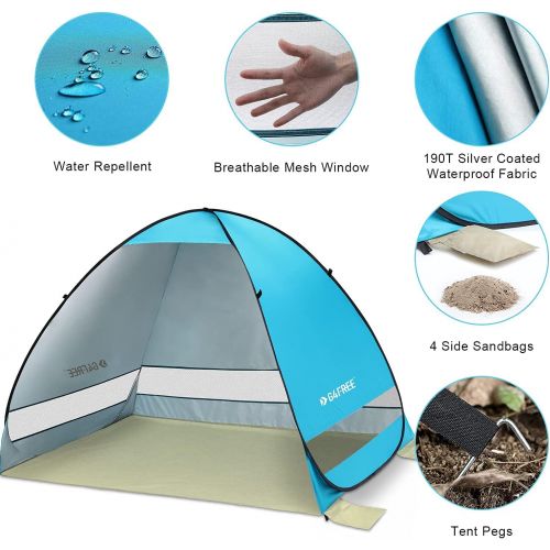  G4Free Large Pop up Beach Tent Automatic Sun Shelter Outdoor Cabana Sun Umbrella 3-4 Person Fishing Anti UV Sun Shelter Tents Instant Portable