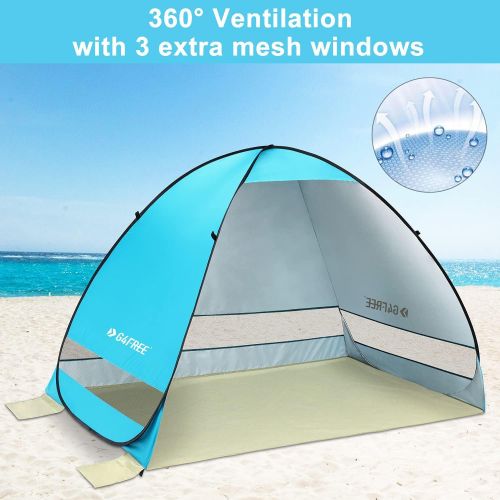  G4Free Large Pop up Beach Tent Automatic Sun Shelter Outdoor Cabana Sun Umbrella 3-4 Person Fishing Anti UV Sun Shelter Tents Instant Portable