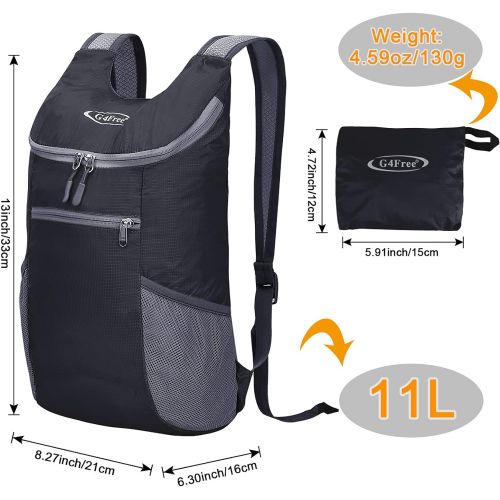  G4Free Lightweight Packable Shoulder Backpack Hiking Daypacks Small Casual Foldable Outdoor Bag 11L