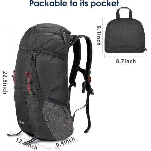  G4Free Lightweight Packable Hiking Backpack 40L Travel Camping Daypack Foldable (Black)