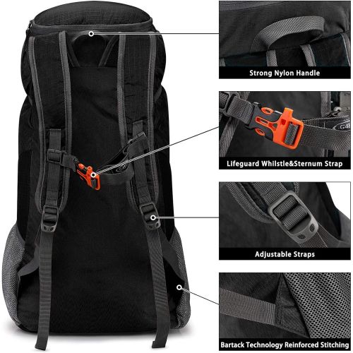  G4Free Lightweight Packable Hiking Backpack 40L Travel Camping Daypack Foldable (Black)