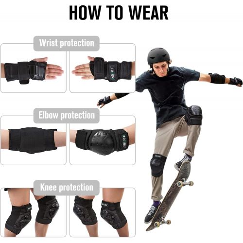  G4Free Youth Adult Skate Helmet, Protective Gear with Elbow Knee Wrist Pads for Multi-Sports Skateboarding Bike Riding Hiking Scooter Inline skatings Longboard