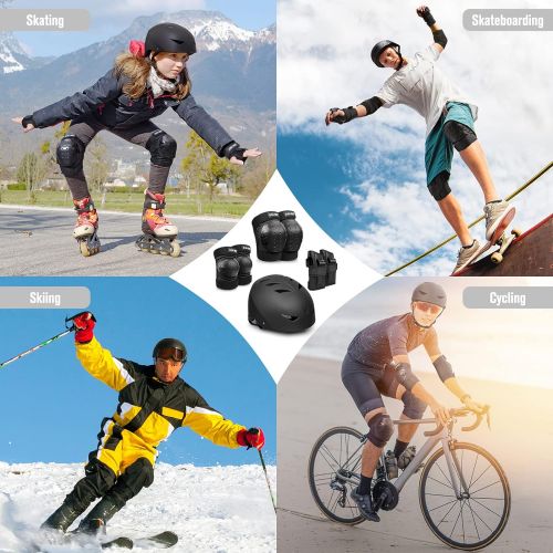  G4Free Youth Adult Skate Helmet, Protective Gear with Elbow Knee Wrist Pads for Multi-Sports Skateboarding Bike Riding Hiking Scooter Inline skatings Longboard