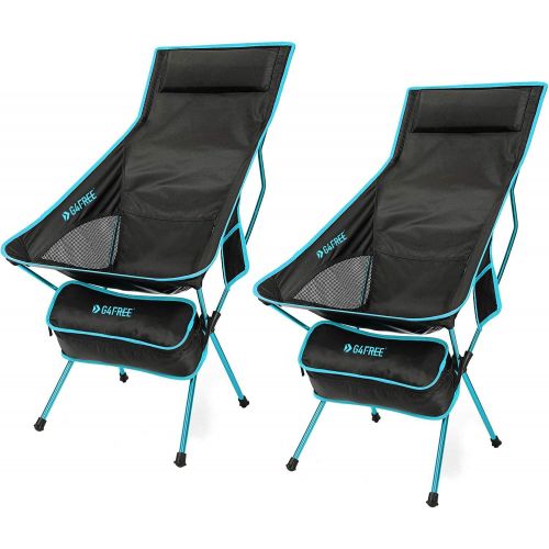  G4Free Upgraded Outdoor 2 Pack Camping Chair Portable Lightweight Folding Camp Chairs with Headrest and Pocket High Back High Legs for Outdoor Backpacking Hiking Travel Picnic Fest