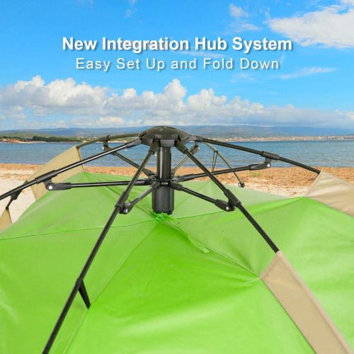  G4Free Easy Pop Up Beach Tent Sun Shelter Anti UV Portable Large 3-4 Person Camping Shelter Beach Shade for Tour Hiking Fishing Picnic