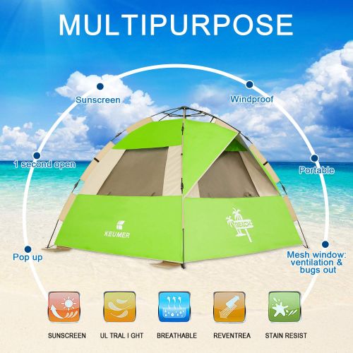  G4Free Easy Pop Up Beach Tent Sun Shelter Anti UV Portable Large 3-4 Person Camping Shelter Beach Shade for Tour Hiking Fishing Picnic