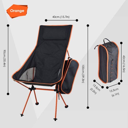 G4Free Portable Lightweight Folding Camping Chair with Storage Bag for Backpacking, Hiking, Picnic (Orange)