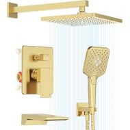 Gabrylly Shower System with Tub Spout, Wall Mounted Shower Faucet Set for Bathroom with High Pressure 10